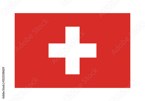 Flag icon of Switzerland. Switzerland Official National Flag. Flat Digital Vector Illustration of Switzerland Flag and National Emblem. Rectangular Switzerland Flag Icon – Standard Size and Colors.
