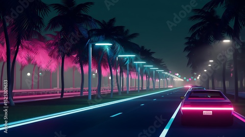 Miami Vice inspired synthwave night drive