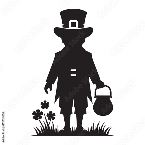 Artistic Leprechaun vector - leprechaun silhouette - leprechaun vector - silhouette of leprechaun - Leprechaun illustration - cobbler sprite graphic
