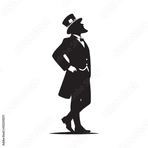 Clear Leprechaun drawing - leprechaun silhouette - leprechaun vector - silhouette of leprechaun - gold hoard symbol
