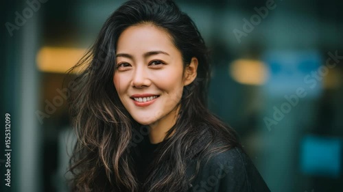 Wallpaper Mural pretty young Asian working woman smiling at modern office, happy cheerful atmosphere Torontodigital.ca