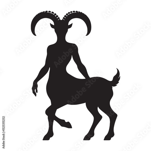 Sharp Satyr outline design — faun silhouette — satyr silhouette — faun vector — satyr vector — silhouette of faun — silhouette of satyr — monochrome beast drawing — pure vector image