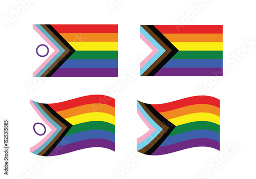 New Updated Intersex Inclusive Progress Pride Flag, Flag for LGBT, or LGBTQIA+ Pride, Tolerance and freedom concept
