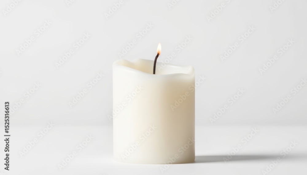 custom made wallpaper toronto digitalWhite candle burning on white background for bedtime relaxation  
