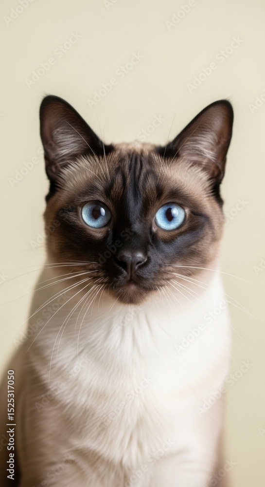 Stunning Portrait of a Siamese Cat with Striking Blue Eyes Stunning Portrait of a Siamese Cat with Striking Blue Eyes