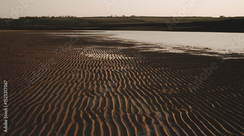 Rippled sand meets distant hills