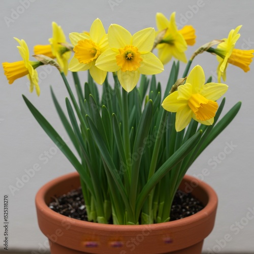 Wallpaper Mural Yellow Daffodils in Terracotta Pot Torontodigital.ca