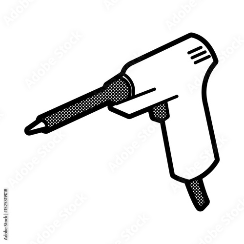 black and white soldering iron gun line art