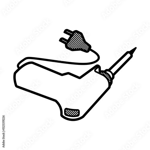 simple black and white picture of soldering iron facing sideways