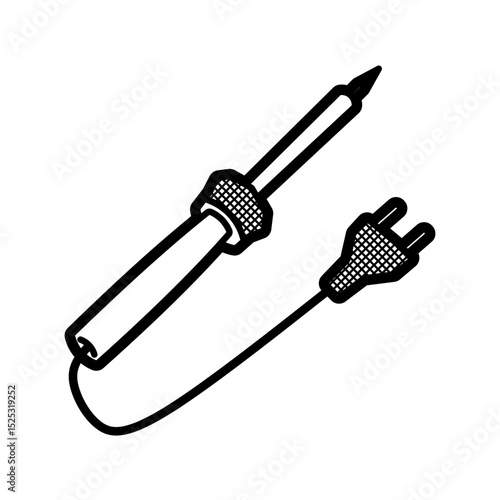 simple soldering iron black and white facing right up