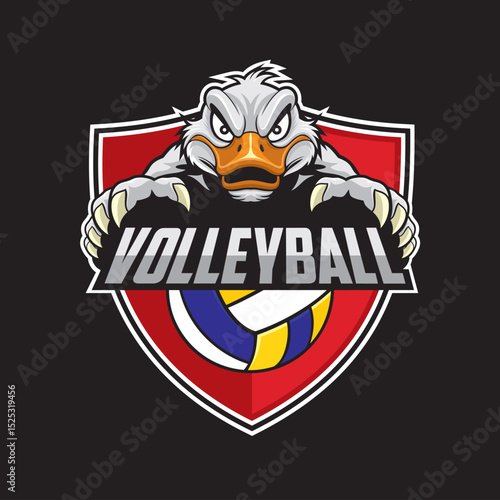 volleyball club logo duck vector illustration design