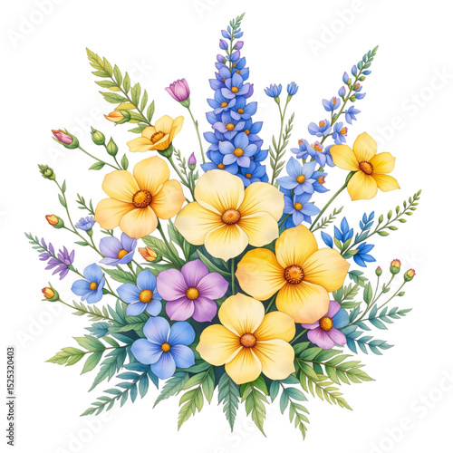 Floral arrangement display botanical garden illustration vibrant colors aesthetic view nature inspired