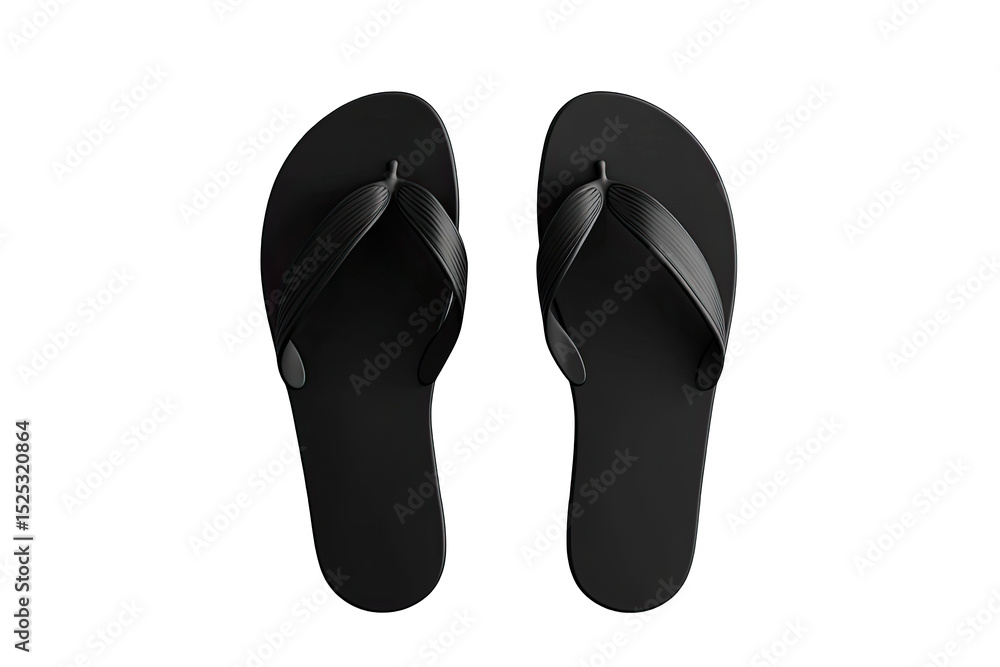 Black flip-flops, top view, studio shot Black flip-flops, top view, studio shot