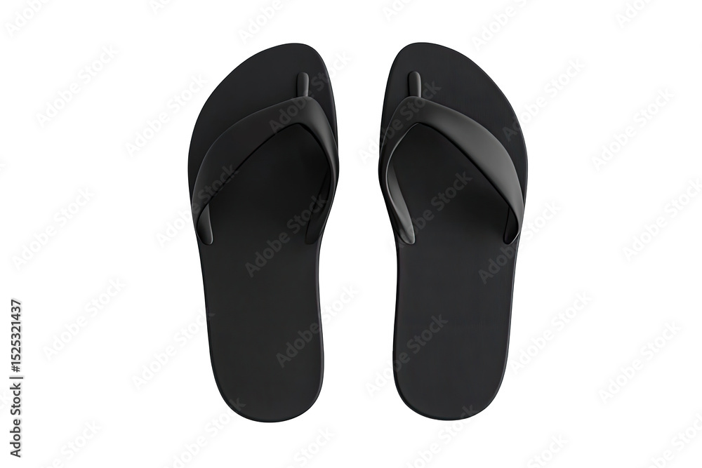 Black flip-flops, top view Black flip-flops, top view