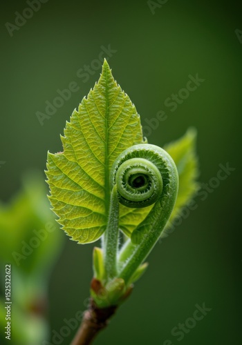 Bright Green Unfurling Leaf Closeup Macro Spring Nature