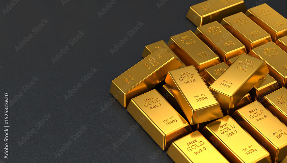 Shiny Gold Bars on Black Background with Copy Space – 3D Rendering of Financial Wealth Concept Shiny Gold Bars on Black Background with Copy Space – 3D Rendering of Financial Wealth Concept