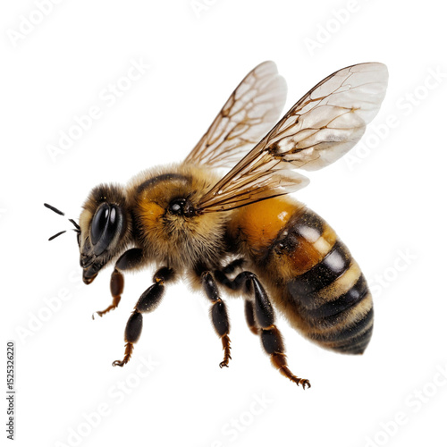 honey bee walking isolated on transparent background cutout