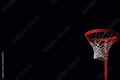 An outdoor basketball hoop stands alone against a dark sky