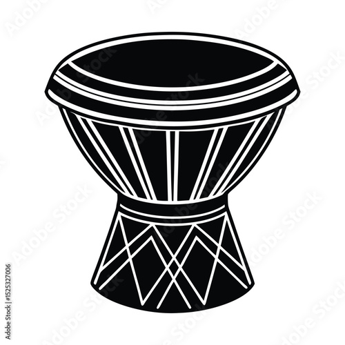 Vector Silhouette of African tribal drummer