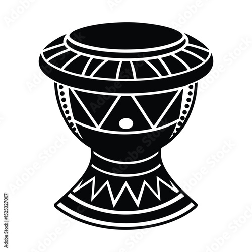 Vector Silhouette of African tribal drummer