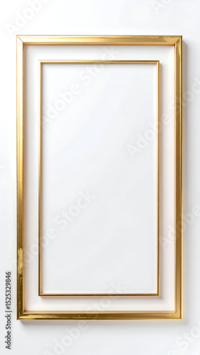 A high-end minimal greeting frame featuring thin metallic gold borders and a pristine white background.