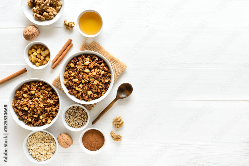 Homemade delicious granola in bowl Homemade delicious granola in bowl