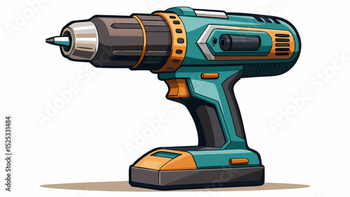 Cordless power drill converted for garage use with socket adapter. Matte black handle and steel chuck. Angled perspective on white background highlights precision and usability.