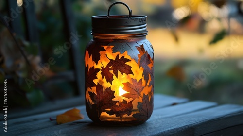 Autumnal Mason Jar Lantern: A Cozy Glow in the Evening