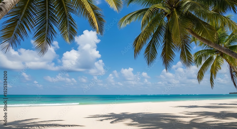 Fototapeta premium tropical beach with palm trees summer background