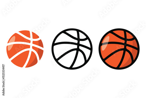 The image displays three basketball icons side-by-side on a white background.