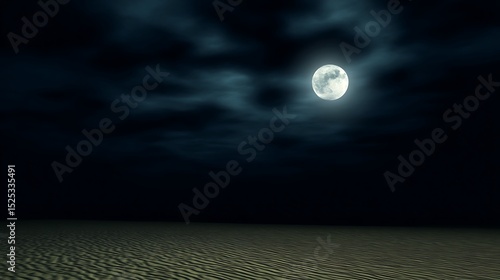 Fototapeta Naklejka Na Ścianę i Meble -  Eerie moonlit landscape of sand dunes