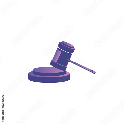 Purple isometric gavel on sound block icon