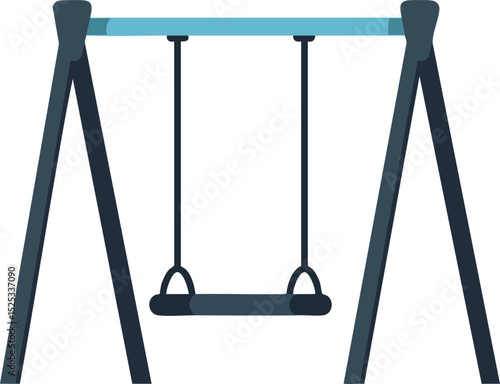 Playground swing set with blue top bar and black seat vector illustration for children outdoor activity design 