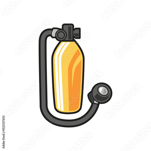 Illustration of a scuba diving regulator and tank
