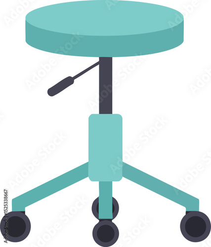 Adjustable round office stool with wheels and teal seat for workspace comfort and mobility 