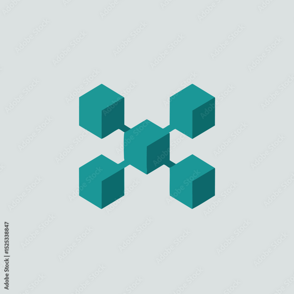Obraz premium Isometric cubes network connection graphic design for technology and digital communication concepts vector illustration 