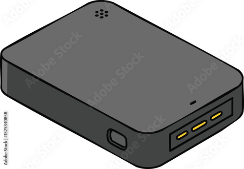 External battery power bank with multiple USB ports portable charger device illustration vector 