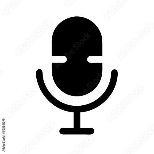 Black podcast mic icon vector minimalist sound recording tool for content creators