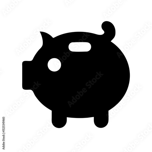 Black savings piggy icon vector simple minimalist finance symbol for budgeting
