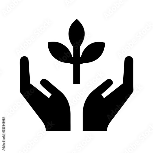 Black tree nurture icon vector environmental care icon with green message