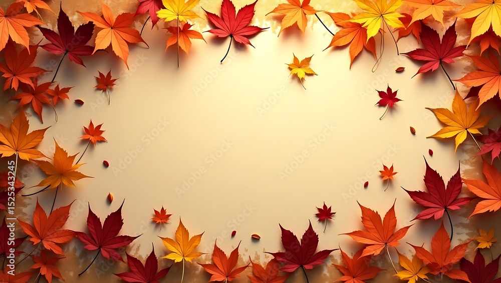 Fototapeta premium Autumn Maple Leaves Frame, Fall Foliage Border