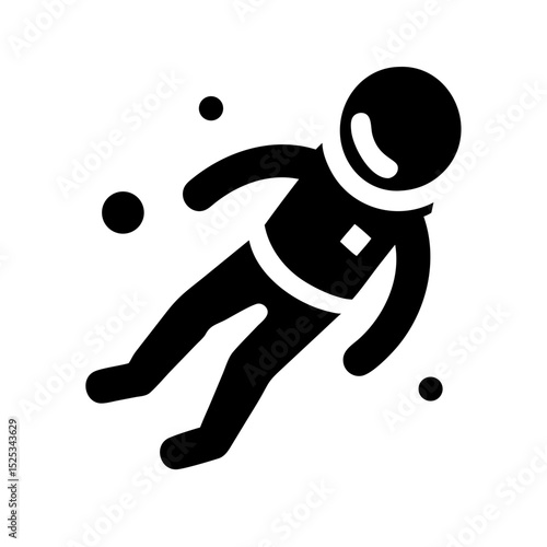 Black spacewalk astronaut icon minimal vector silhouette for cosmos theme