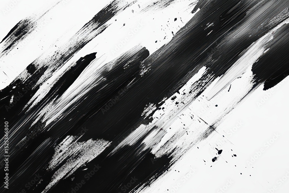 Abstract Black and White Brush Strokes on Canvas Background Abstract Black and White Brush Strokes on Canvas Background