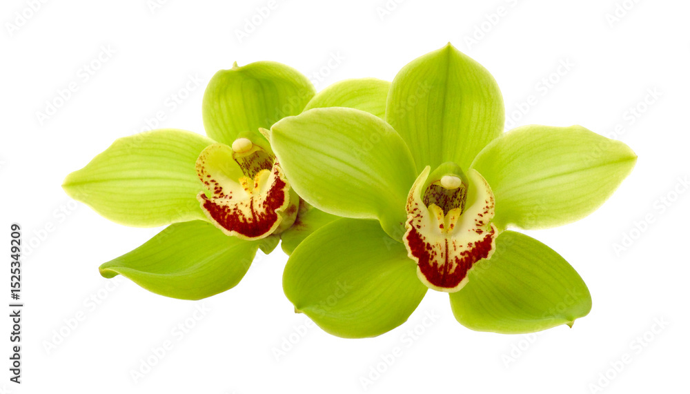 Obraz premium Green Orchid isolated on transparent background