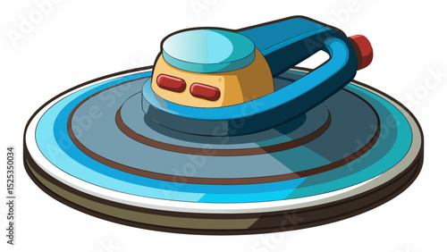 Round orbital buffer with soft foam pad and ergonomic handle. Ideal for car detailing. Captured in a flat lay with white background for a clean and modern vector scene.