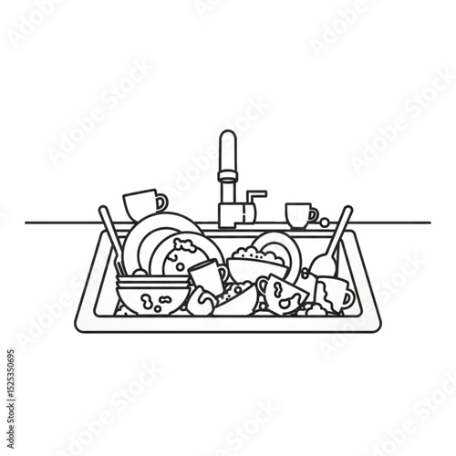 Sink full of dirty dishes.