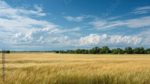 breathtaking view of sunny fields in manitoba showcasing endless golden crops under clear blue sky