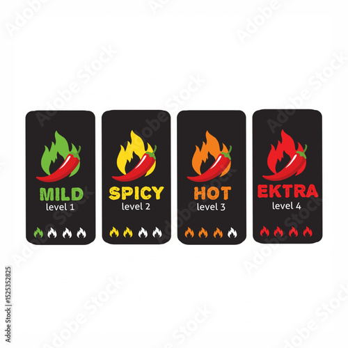 Spicy Heat Levels Mild to Extra Chili Pepper Scale