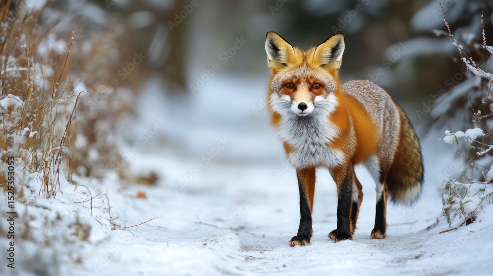 Obraz premium Majestic Red Fox in Winter Wonderland