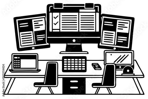 Streamlined Workspace Multi-Monitor Setup for Enhanced Productivity, multi-monitor, workspace, productivity, efficiency, setup, task, organization, monitor, efficient, ideas, innovative, electronics, 